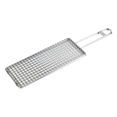 Kasai Stainless Steel Double Grilling Basket - 30 x 12 x 1cm - 45cm Overall Length
