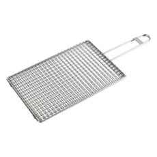 Kasai Stainless Steel Double Grilling Basket - 30 x 20 x 1cm - 45cm Overall Length